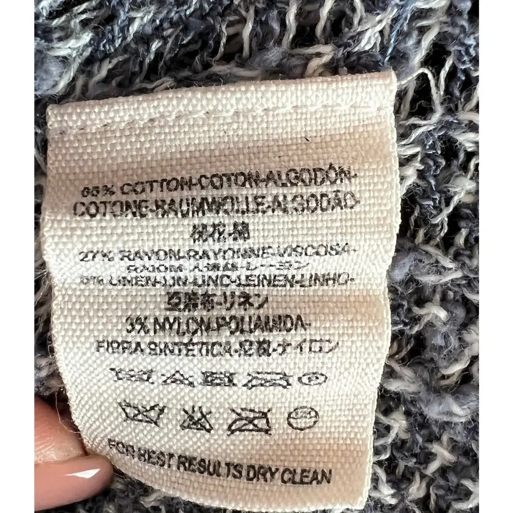 Free People Blue Chunky Knit Long Sleeve Dolman Hi-Low Relaxed Sweater S Small